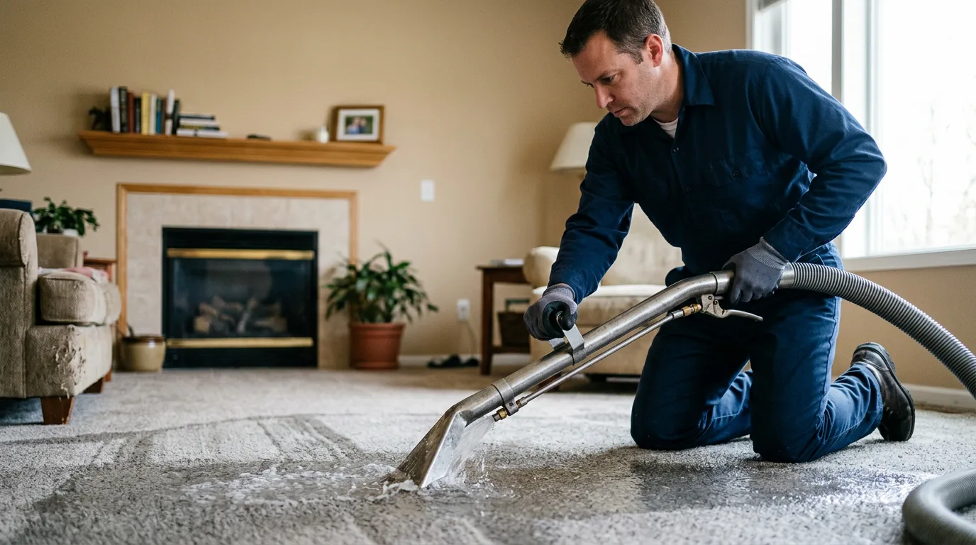 Water damage restoration technician working near Wellington, AL